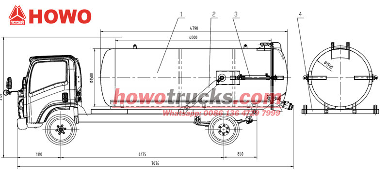 HOWO 10000L sewage suction truck drawing