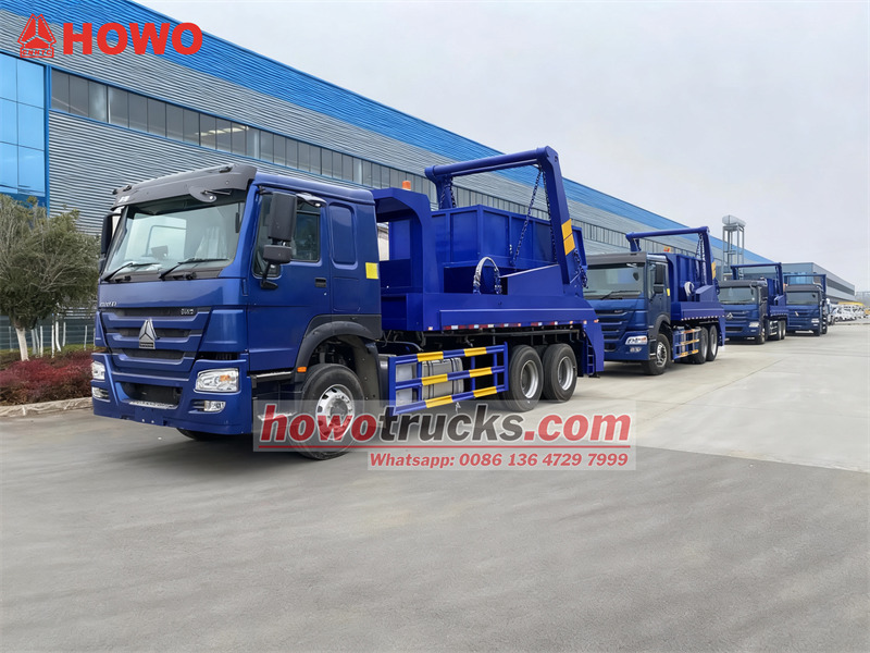 4 units HOWO 6x4 skip loader garbage trucks export Africa