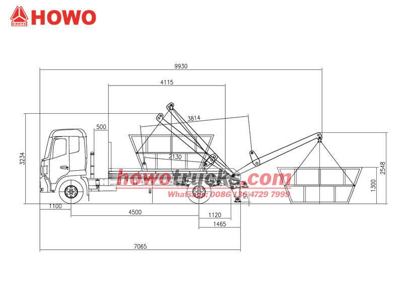 HOWO skip loader garbage truck drawing